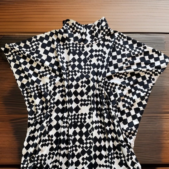 VTG TAPOO HAWES of California Black White 60'S Retro Muumuu Adjustable Waist O/S - Picture 2 of 13